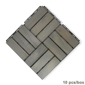 1 ft. x 1 ft. Square Interlocking Acacia Wood Patio Deck Tiles Outdoor Checker Pattern Flooring Tiles Pack of 10 Tiles