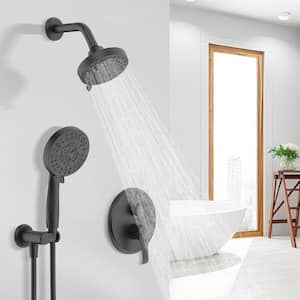 9-Spray Patterns with 5 in. Tub Wall Mount Dual Shower Heads With 1.8 GPM in Black(Valve Included)