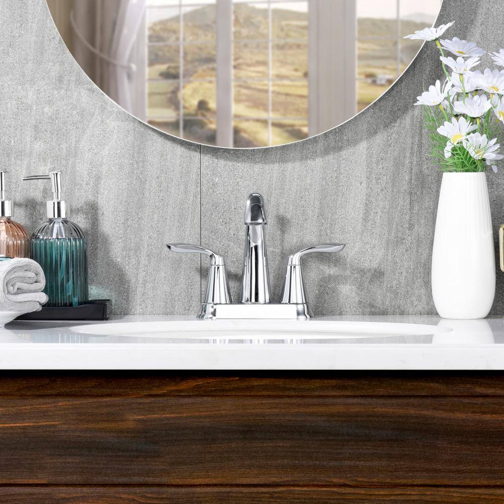 Polished Chrome Two-Handle Centerset Bathroom Faucet