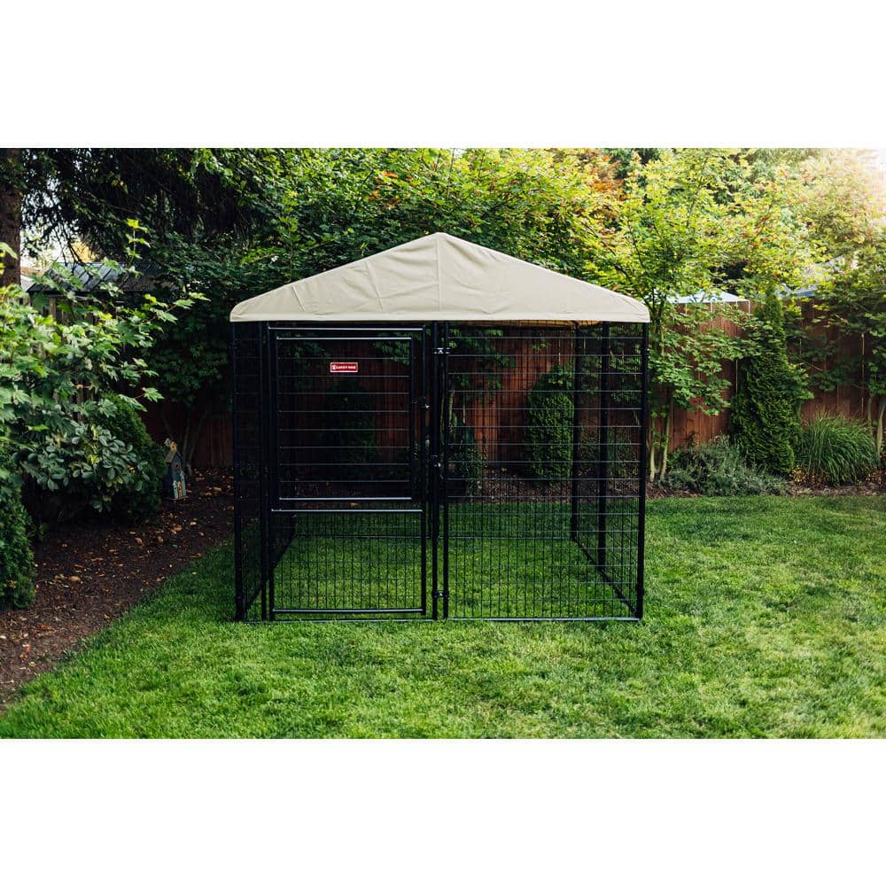 Khaki and Black Steel Frame Executive Dog Kennel 8' x 8' x 6'