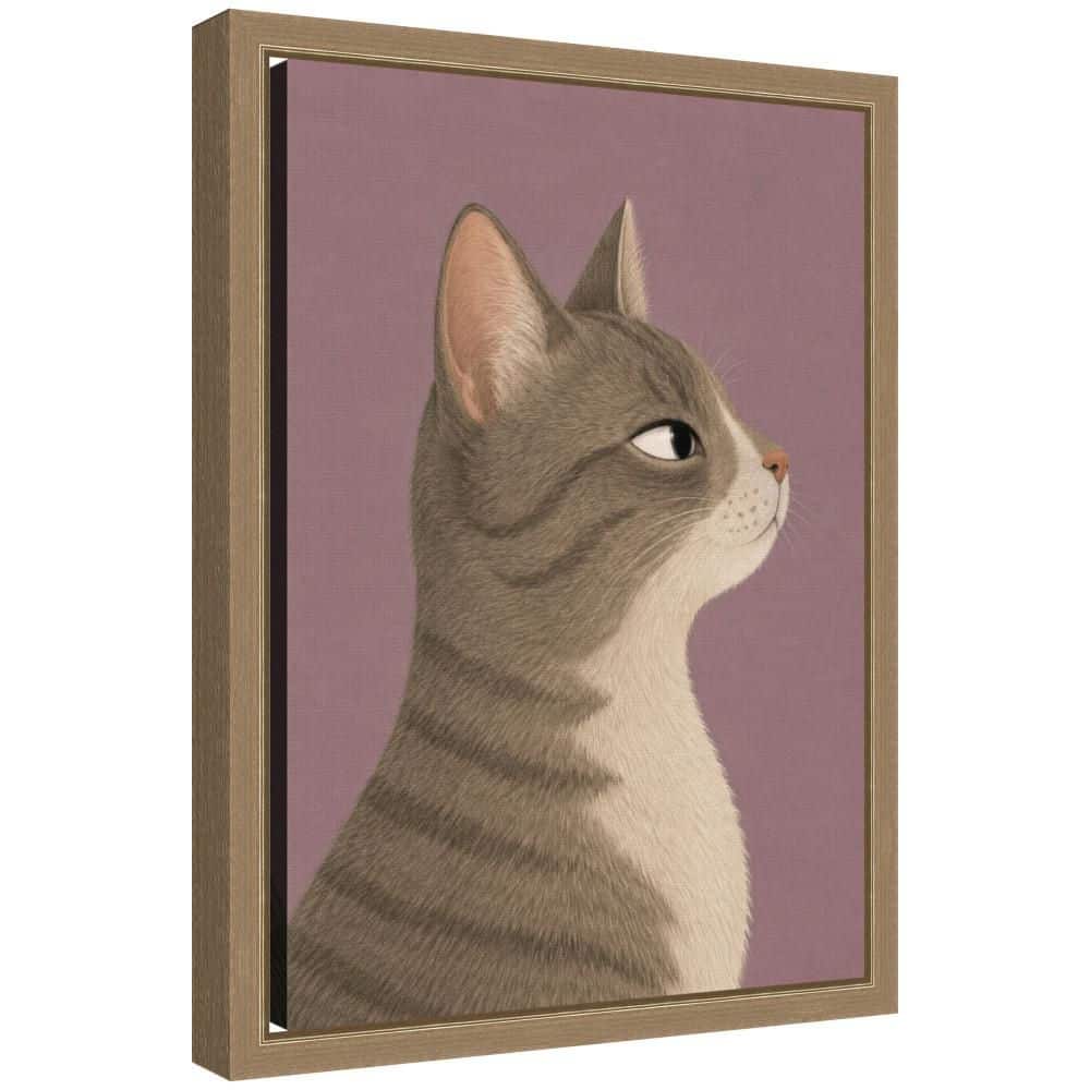 "Sylvie ""Gray Tabby Cat Portrait"" by Laura Moss Animals Framed Canvas Art Print 13 in. x 10 in." price history on PriceWatchPro