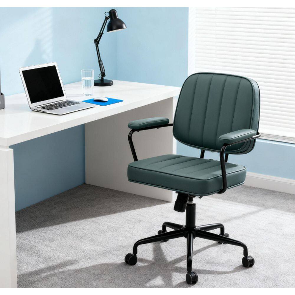 Polyester Adjustable Height Ergonomic Office Chair in Green with
