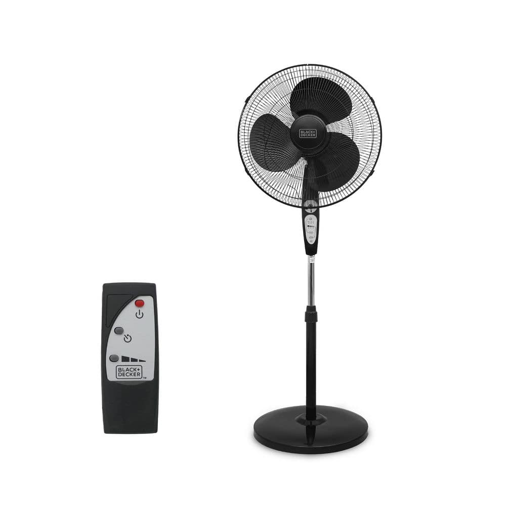 "18"" Standing Oscillating Pedestal Fan with Remote, 90-Degree Oscillation, 3 Speed Settings, 30-Degree Tilt, Black" price history on PriceWatchPro