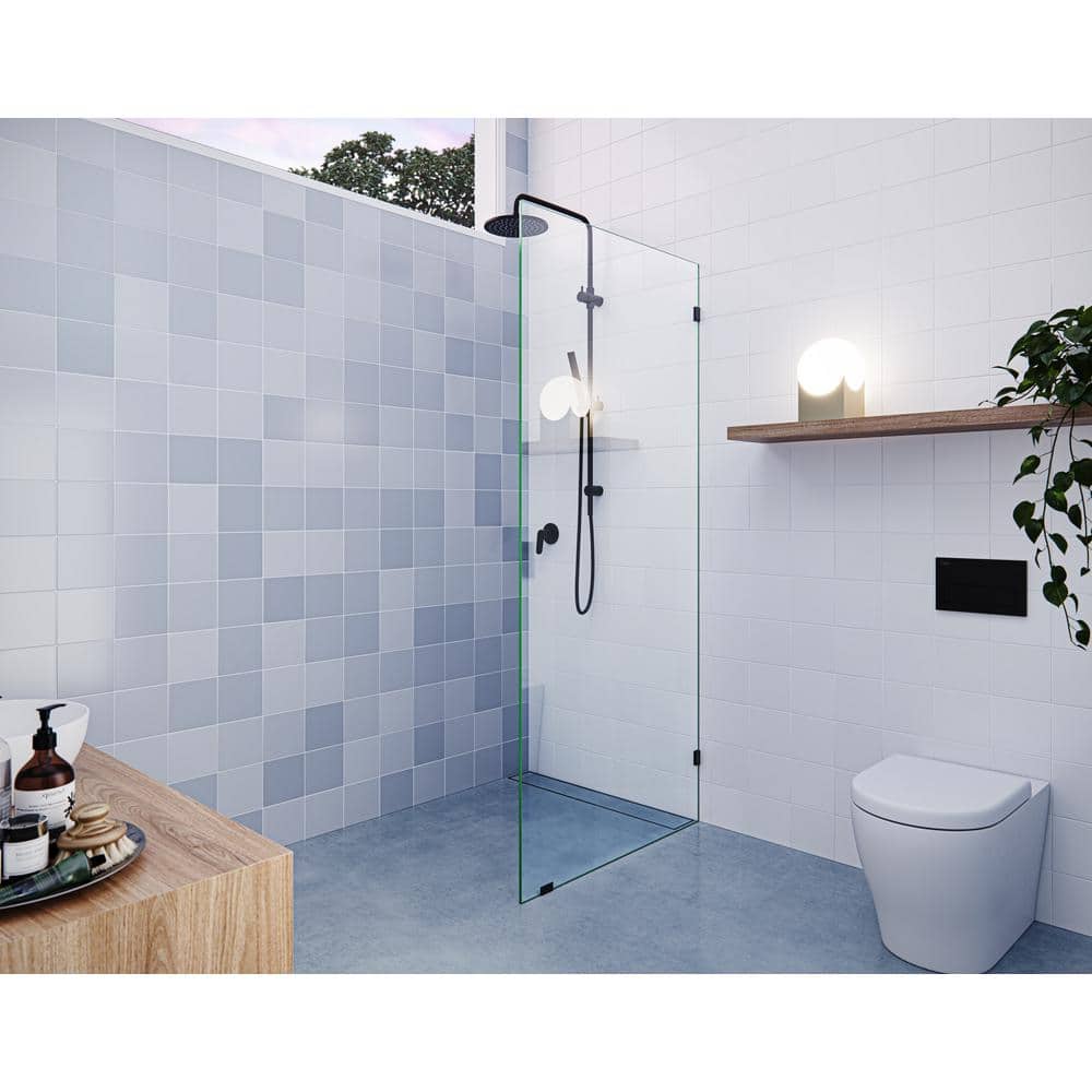 Vela 78" Matte Black Frameless Glass Shower Panel
