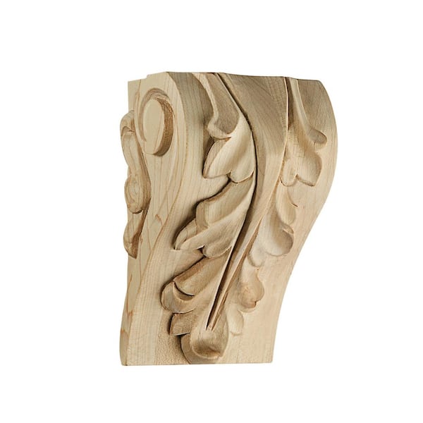 Waddell Acanthus Corbel Block - Small, 5 in. x 3 in. x 2.5 in. - Hand Carved Unfinished Cherry Wood - Elegant Home Decor Accent