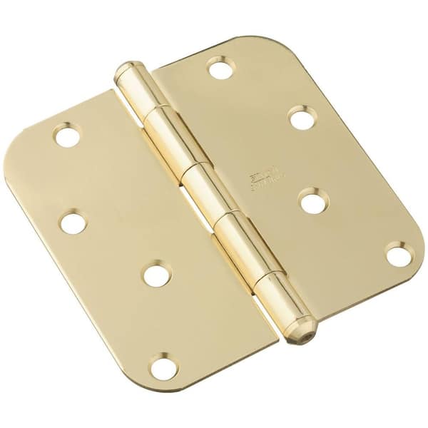 Stanley-National Hardware 4 in. x 4 in. Solid Brass 5/8 in. Radius Residential Hinge