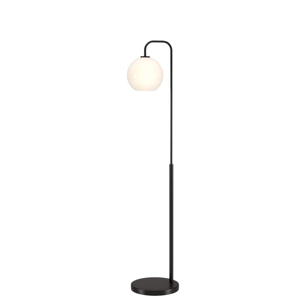 Bronze Arc Kids' Floor Lamp with White Milk Glass Shade