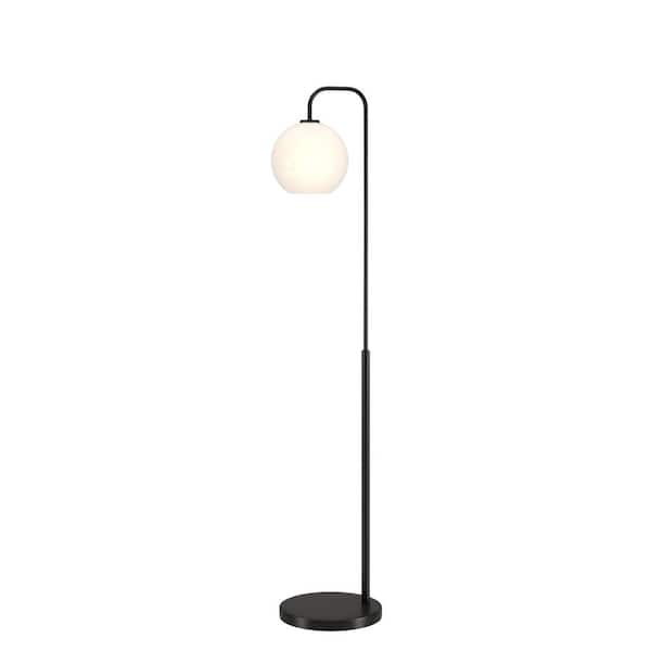 Meyer Cross Harrison 62 in. Blackened Bronze Arc Floor Lamp with Glass Shade FL0470