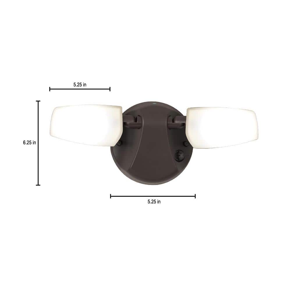 Bronze Outdoor LED Twin Head Dusk to Dawn Floodlight