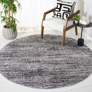 Shivan Grey/Dark Grey 7 ft. x 7 ft. Abstract Geometric Distressed Round Area Rug