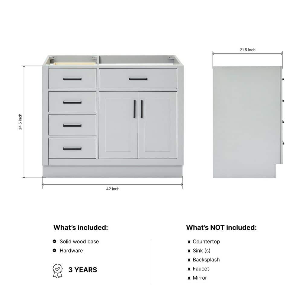 Hepburn 42'' Gray Freestanding Single Vanity Base