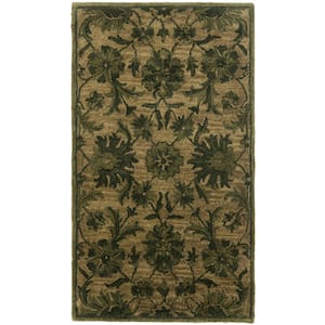 Antiquity Olive/Green Doormat 3 ft. x 5 ft. Floral Area Rug