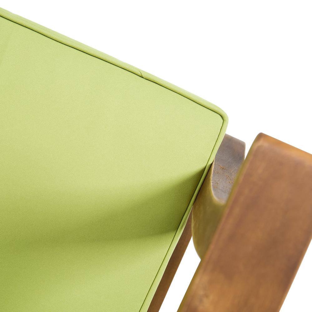 Teak Brown 2-Seater Acacia Wood Chat Set with Green Cushions