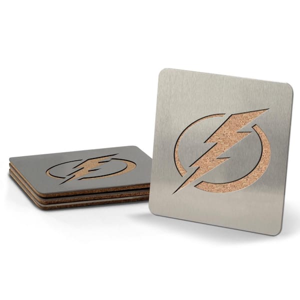 YouTheFan NHL Tampa Bay Lightning Boasters 4-Piece Metallic Coaster Set