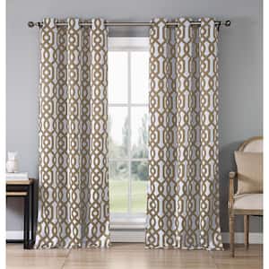 Taupe Geometric Thermal Blackout Curtain - 38 in. W x 84 in. L (Set of 2)