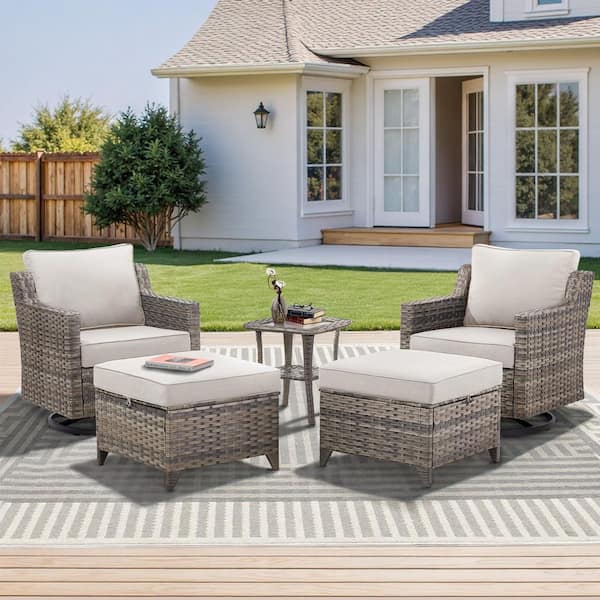 Buenaola 5-Piece Wicker Patio Conversation Set with Swivel