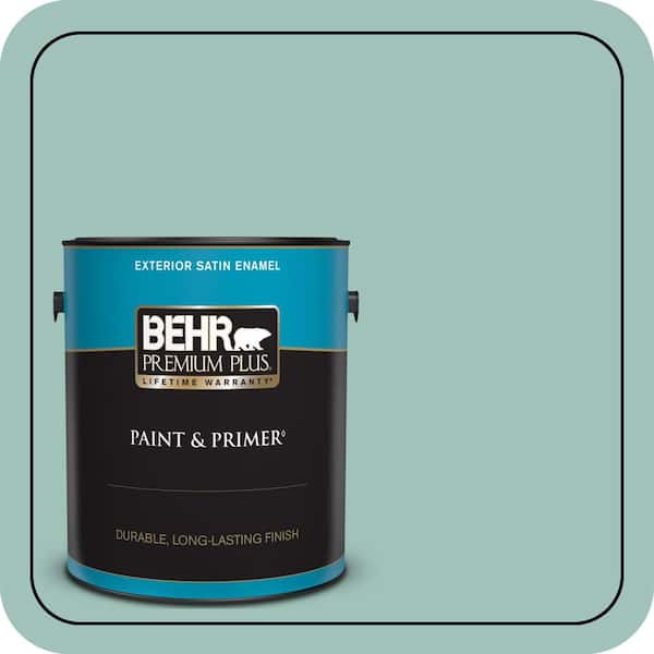 BEHR PREMIUM PLUS 1 gal. #MQ6-36 Cascade Green Satin Enamel Exterior Paint & Primer