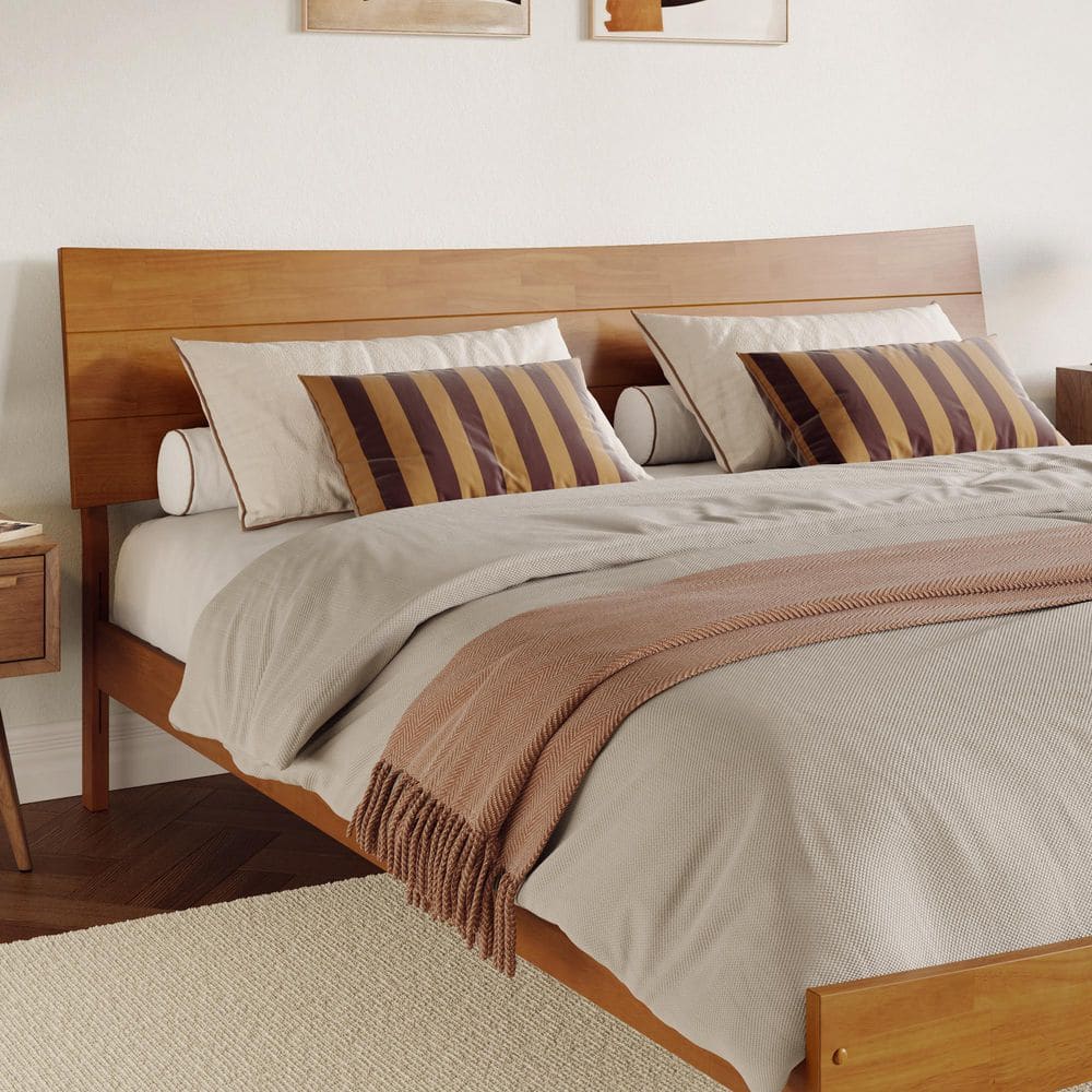 Phoenix Light Toffee Natural Bronze Wood King Panel Headboard