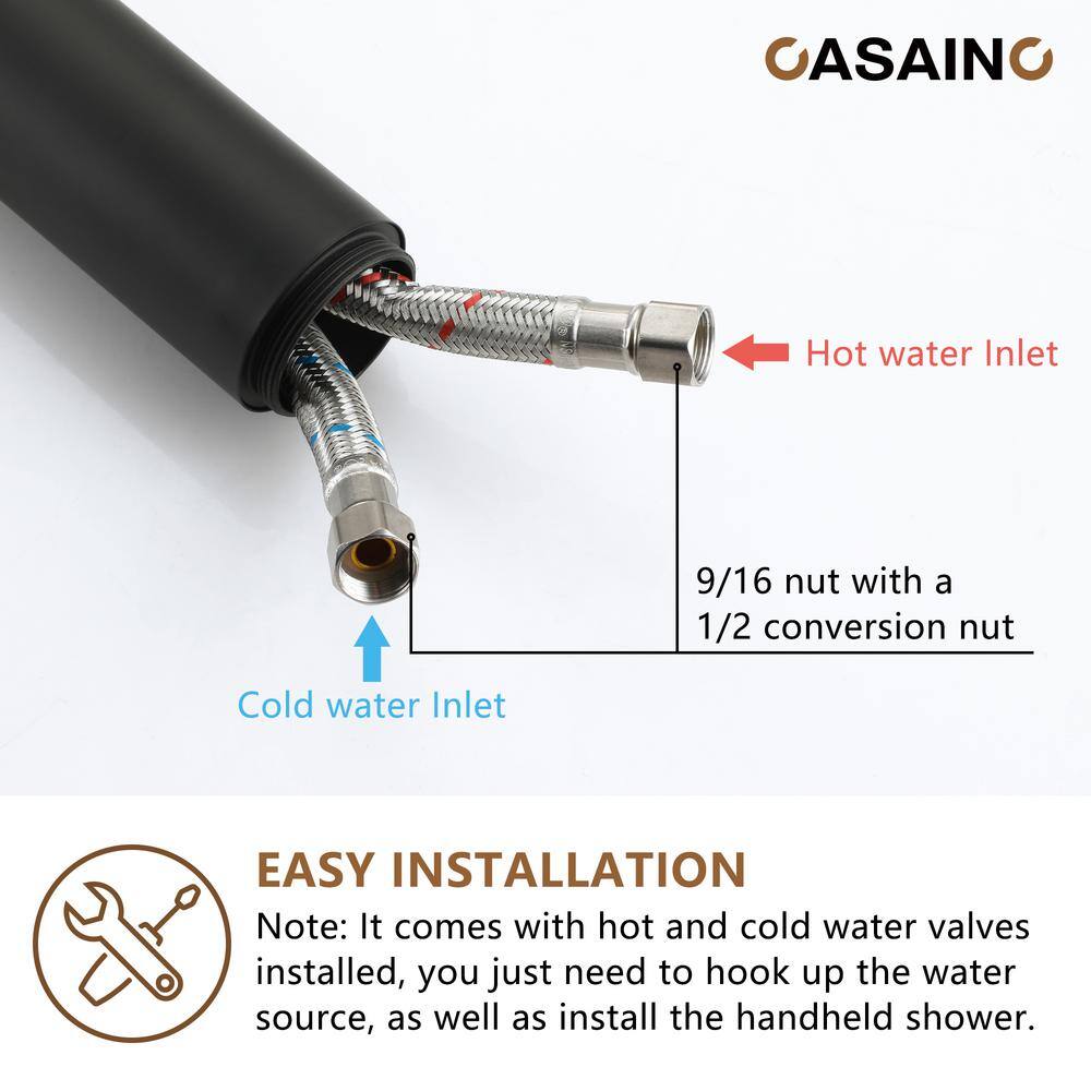 Matte Black Freestanding Tub Filler Faucet with Handheld Shower