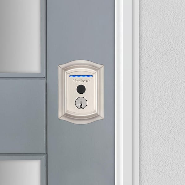 Halo Touch Satin Nickel Traditional Fingerprint WiFi Elect Smart Lock Deadbolt Feat SmartKey Security with Tustin Lever