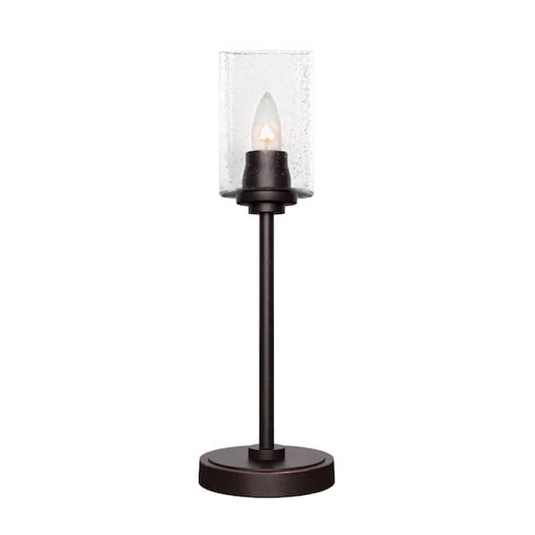 Unbranded Quincy 17.5 in. Dark Granite Accent Lamp with Clear Bubble Glass Shade