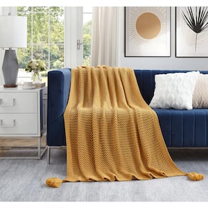 Audra Yellow Wool-Like Acrylic 50 in. x 60 in. Throw Blanket