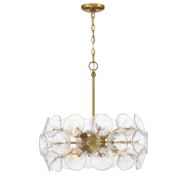 Winter 8-Light Soft Brass Glam Round Chandelier for Kitchen, Dining Room, No Bulbs Included
