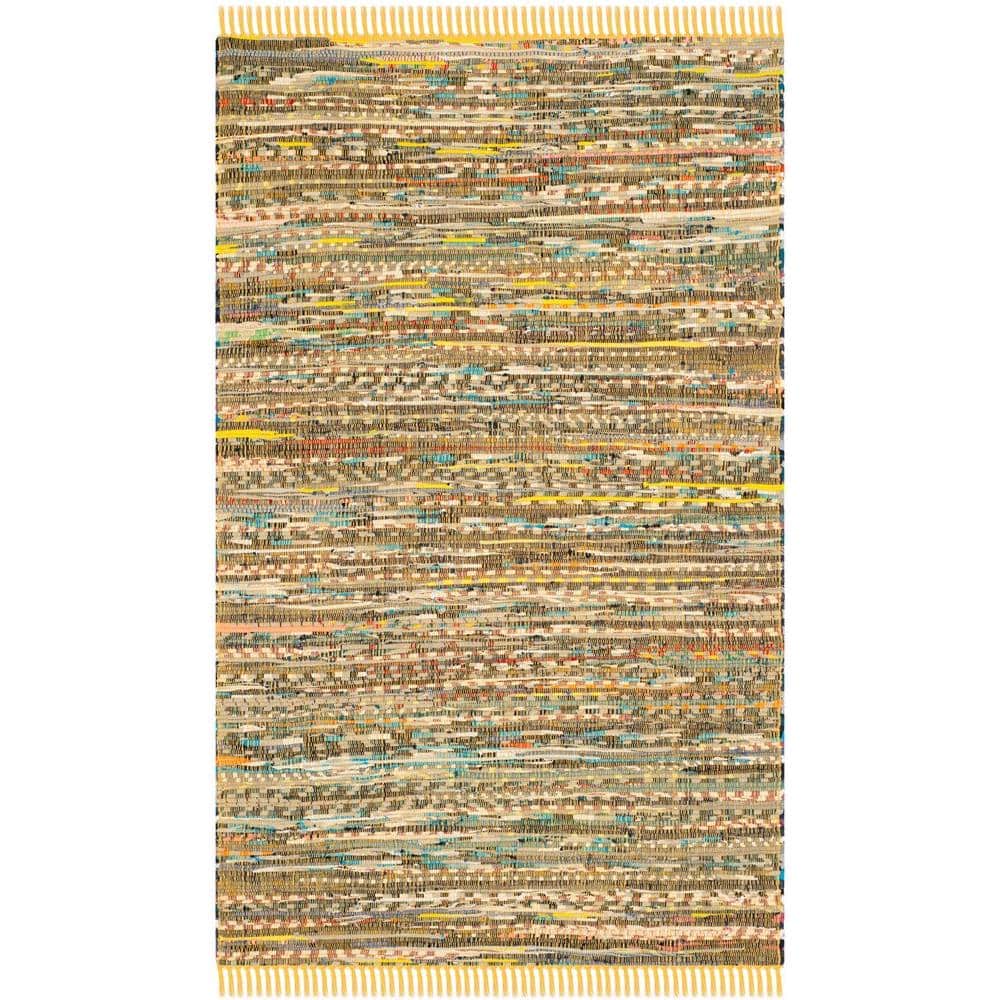 SAFAVIEH Rag Rug Yellow/Multi 3 ft. x 5 ft. Gradient Striped Area Rug