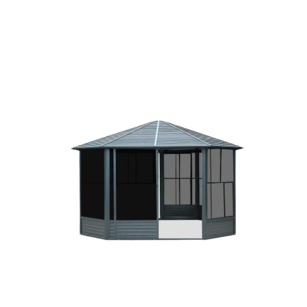 12.8 ft. x 9.03 ft. Dark Gray Sunroom Octagonal Solarium
