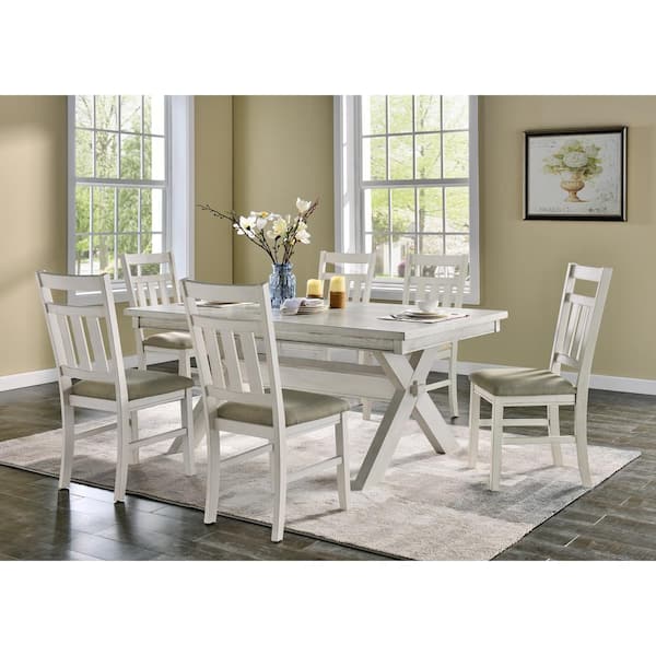 distressed white dining set