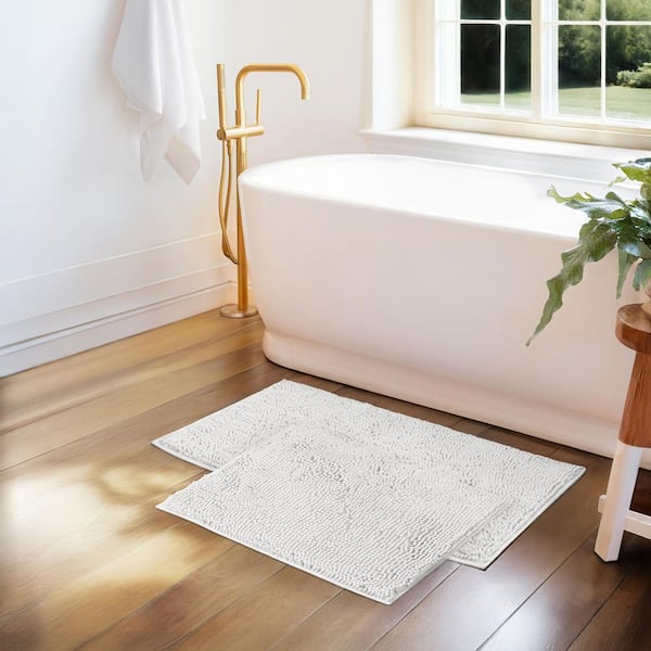 Ultra Soft White Chenille 2-Piece Bath Mat Set