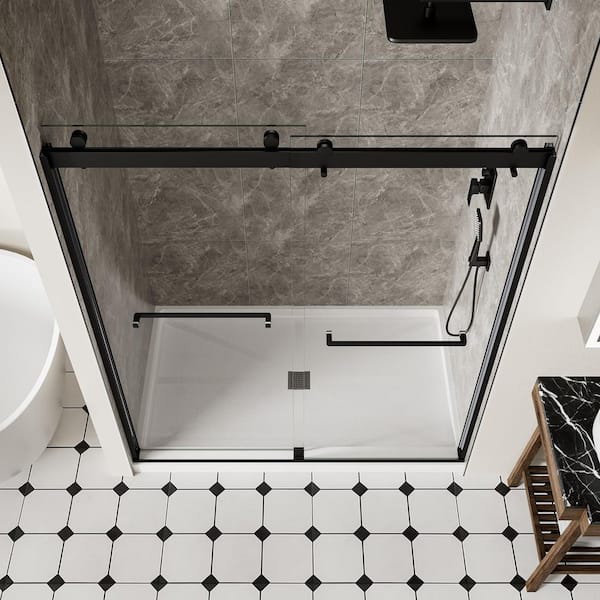 ACE DECOR 56-60 in. W x 74 in. H Frameless Double Sliding Shower