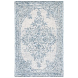 Metro Blue/Ivory 8 ft. x 10 ft. High-low Floral Area Rug