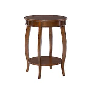 Justine 18 in. Hazelnut Round Wood Side End Table with Shelf