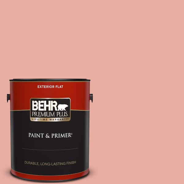 BEHR PREMIUM PLUS 1 gal. #180C-3 Rose Linen Flat Exterior Paint & Primer