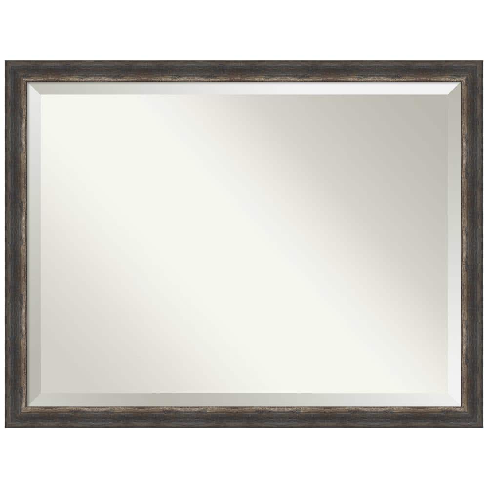 Bronze and Silver Rectangular Wood Framed Wall Mirror