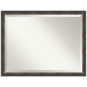 Medium Rectangle Bark Rustic Char Beveled Glass Casual Mirror (33.5 in. H x 43.5 in. W)