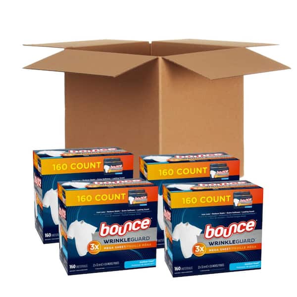Bounce Wrinkle Guard Mega Outdoor Fresh Scent Dryer Sheets (160-Count) (4-Pack)