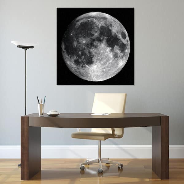 Empire Art Direct 40 in. x 40 in. "Full Moon" Frameless Free Floating Tempered Glass Panel Graphic Wall Art