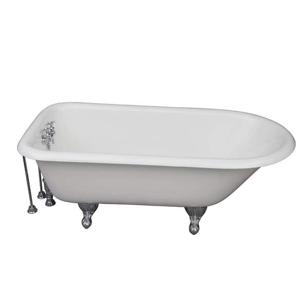 Barclay Products 5.6 ft. Cast Iron Ball and Claw Feet Roll Top Tub in White with Polished Chrome Accessories