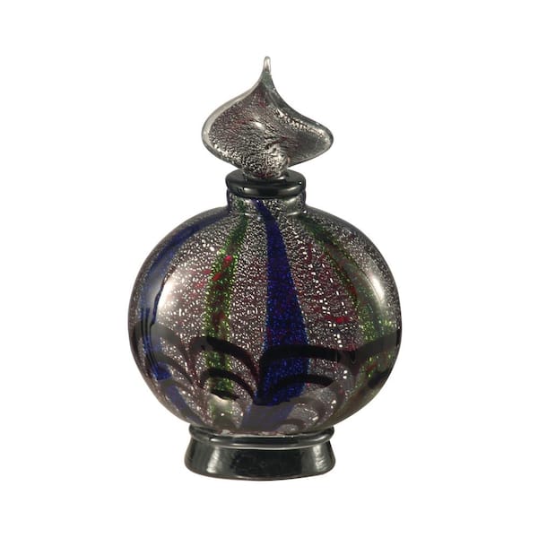 Dale Tiffany Black Widow 12.25 in. Black Perfume Bottle with Hand Blown Art Glass Style