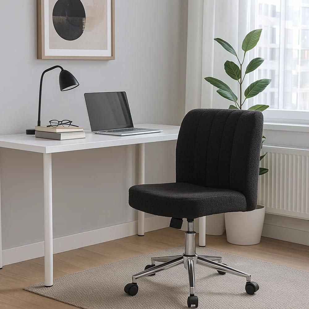 Benjara Rio Fabric Adjustable Height Task Chair in Black and