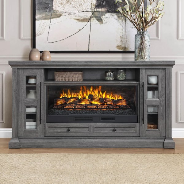 Whalen 74 inch Fireplace Freestanding Console-Dark and Medium