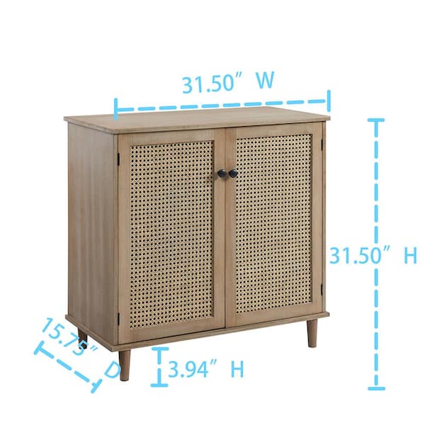 Art Leon Rustic Natural Wood Buffet Cabinet with Woven Rattan Door SB001-2  - The Home Depot