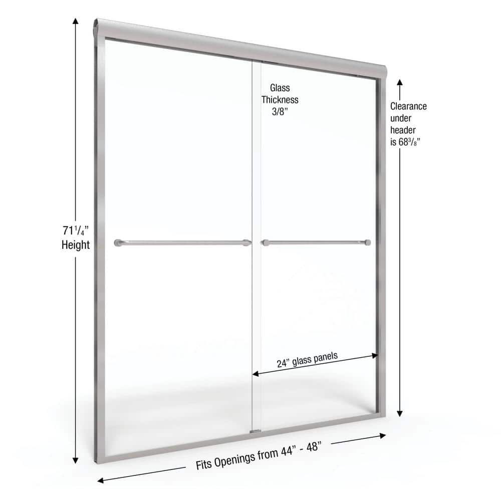Celesta Brushed Nickel Semi-Frameless Sliding Shower Door with Clear Glass