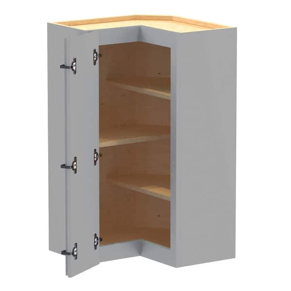 Home Decorators Collection Grayson 21 in. W x 12 in. D x 36 in. H Assembled Plywood Corner Wall Kitchen Cabinet in Pearl Gray with Shelves