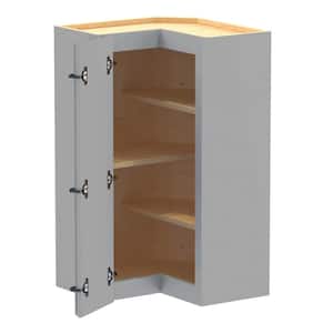 Newport 21 in. W x 21 in. D x 36 in. H Assembled Plywood Wall Kitchen Corner Cabinet in Pearl Gray Painted with Shelves