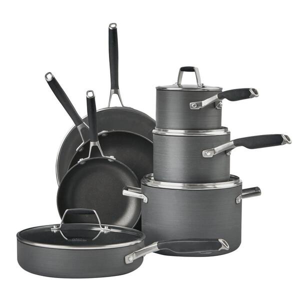 Calphalon Select 12 Piece Hard Anodized Aluminum Nonstick Cookware Set In Black 1961897 The Home Depot