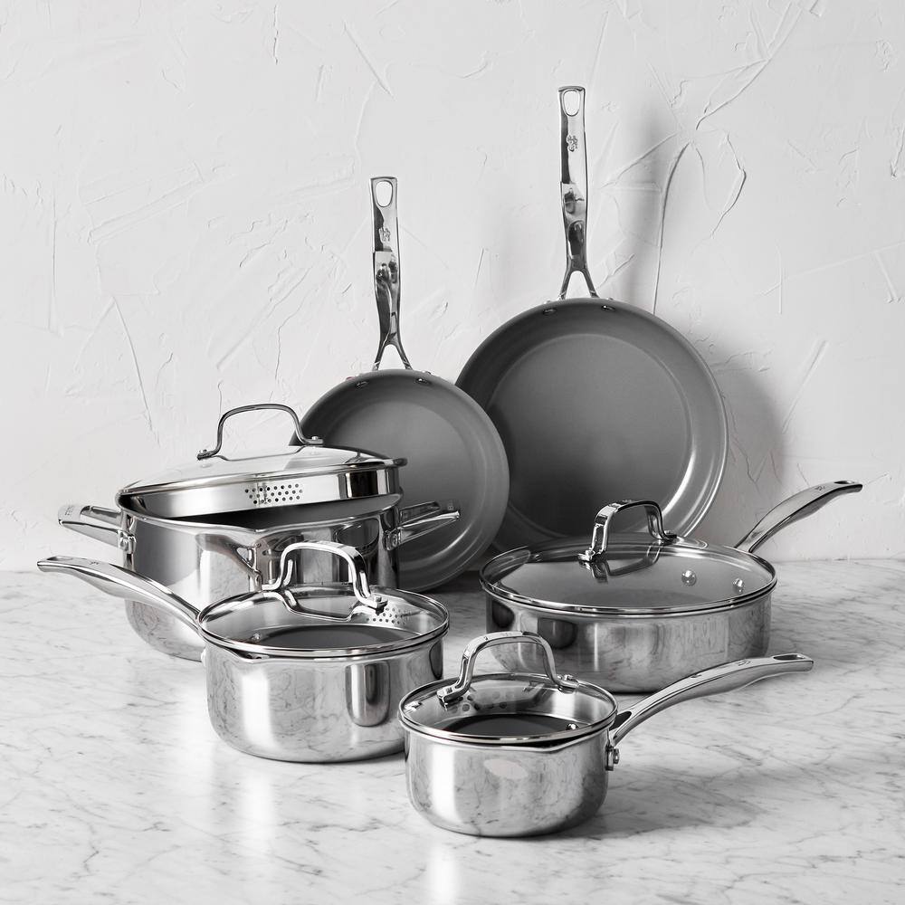 10-Piece Stainless Steel and Aluminum Nonstick Cookware Set