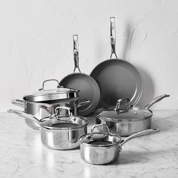 Henckels CLAD H3 Nonstick Stainless Steel Cookware Set, 10-Pieces